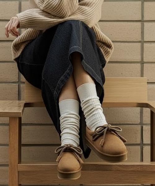 Fuzzy ribbon platform mule (3color)