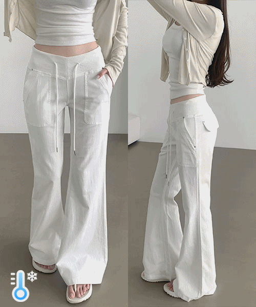 ~2XL[쿨링❄️,인생핏/기장선택]밴딩 유니크 쿨링 패치 포켓 스판 부츠컷 팬츠