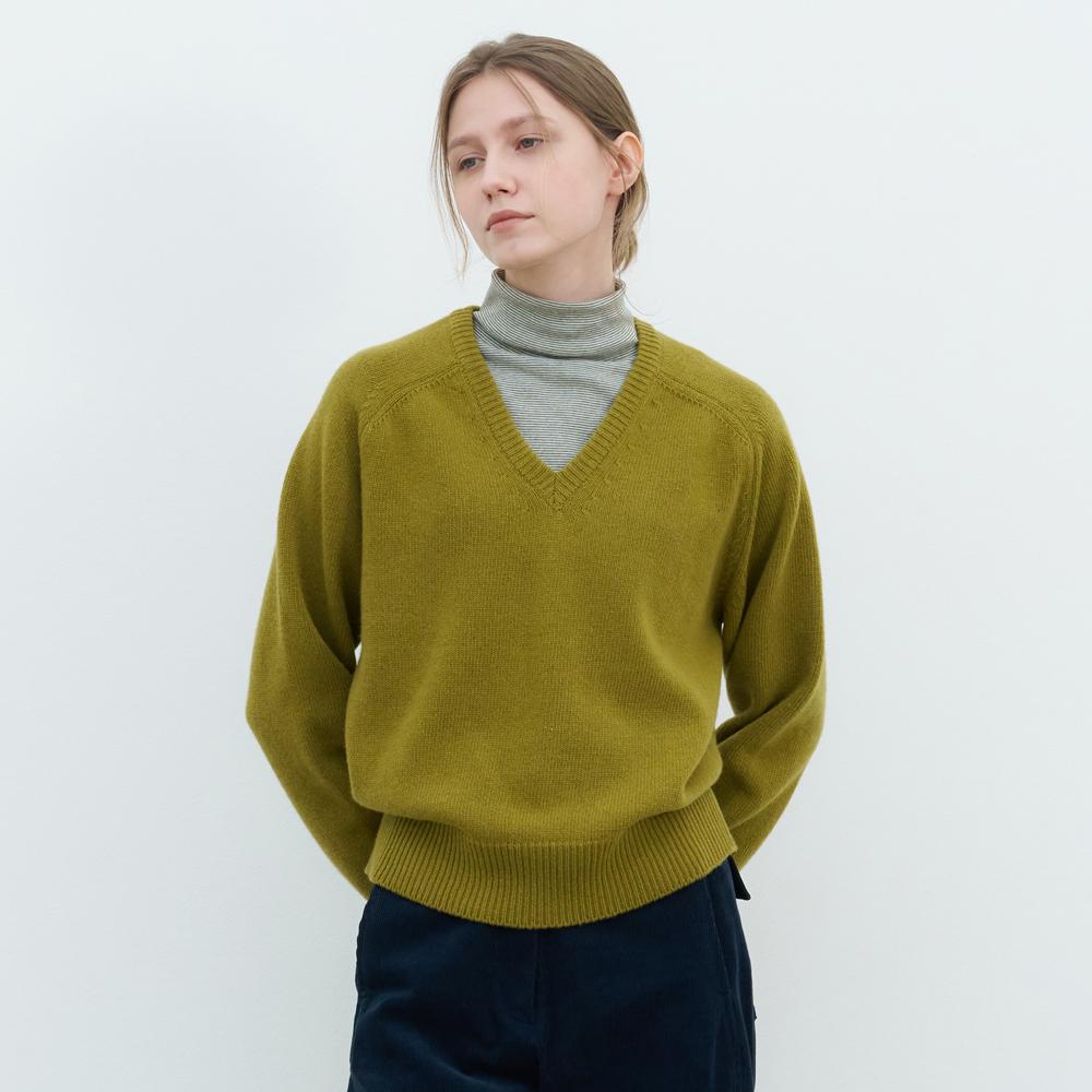 [7차] Cashmere V-Neck Knit (Olive)