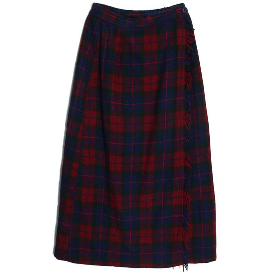 wool check skirt