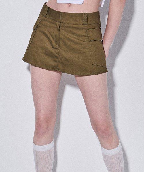 카고 미니 코튼 베이직 스커트 밴딩 숏츠 [카키]