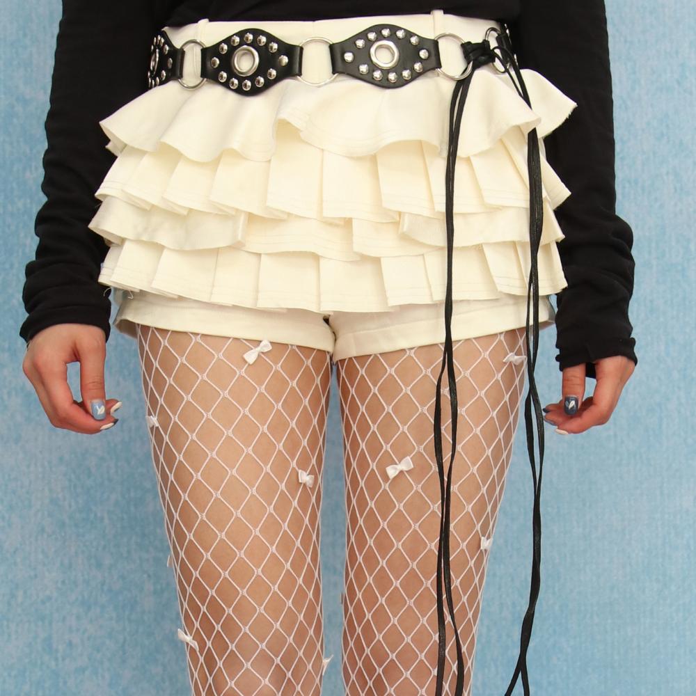 mesh ribbon tights (white)