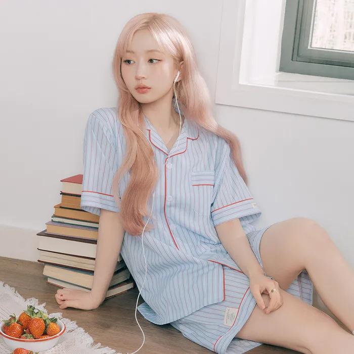 [해원 PICK] 실크핏 클로에 반팔 커플 잠옷 세트