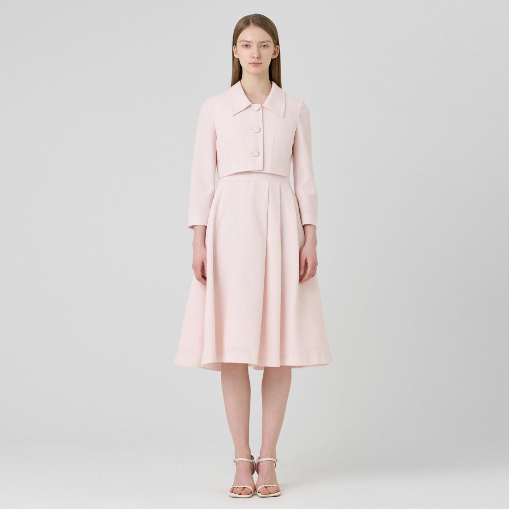 [라인어디션]카라 플리츠 디테일 트위드 원피스 NROPND0200