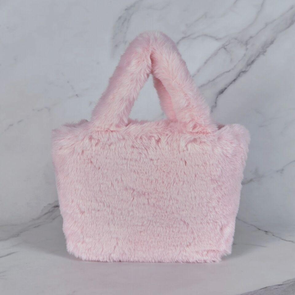 마이아 에코 퍼 토트백 & 크로스백 - L 핑크