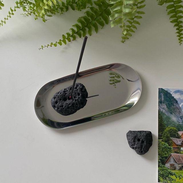 인센스스틱 증정! 현무암 실버트레이 세트 인센스홀더