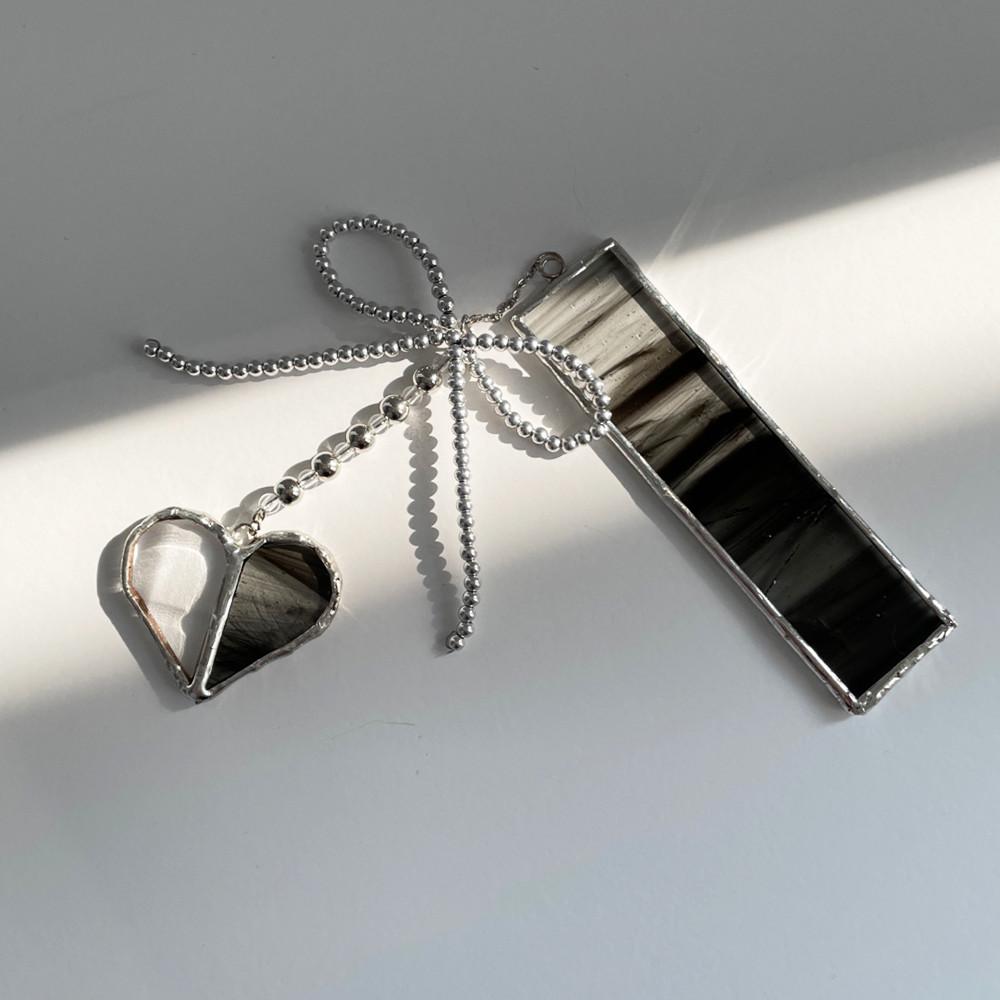 스테인드글라스 하트 리본 북마크 / 책갈피 (heart ribbon bookmark)