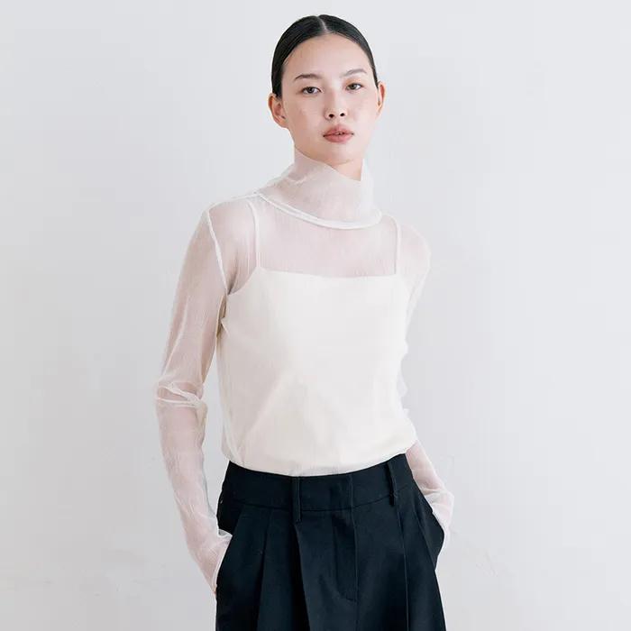 PLEATS LAYERED T-SHIRT - CREAM