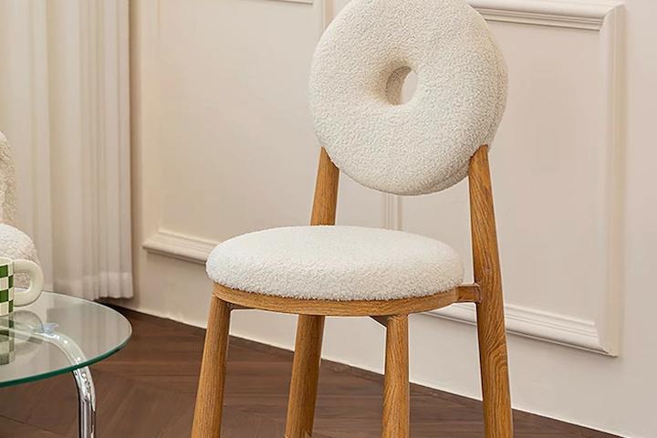 도넛체어 미드센츄리모던 뉴트로 카페의자 인테리어의자 화장대의자 양털체어 2colors