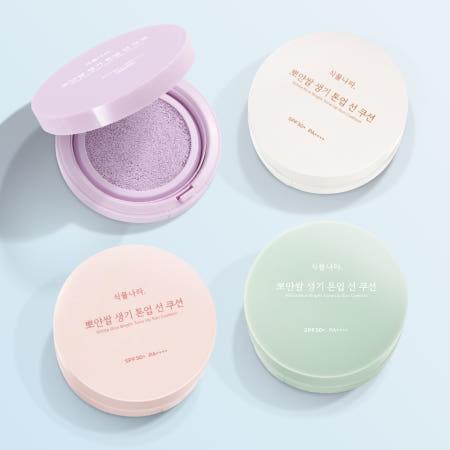 이런 상품 어때요? 식물나라 뽀얀쌀 생기 톤업 선쿠션 본품+리필 기획 1세트, SPF50+ PA++++ (뽀얀 화이트 / 생기 피치 / 맑은 보라 / 산뜻 그린)