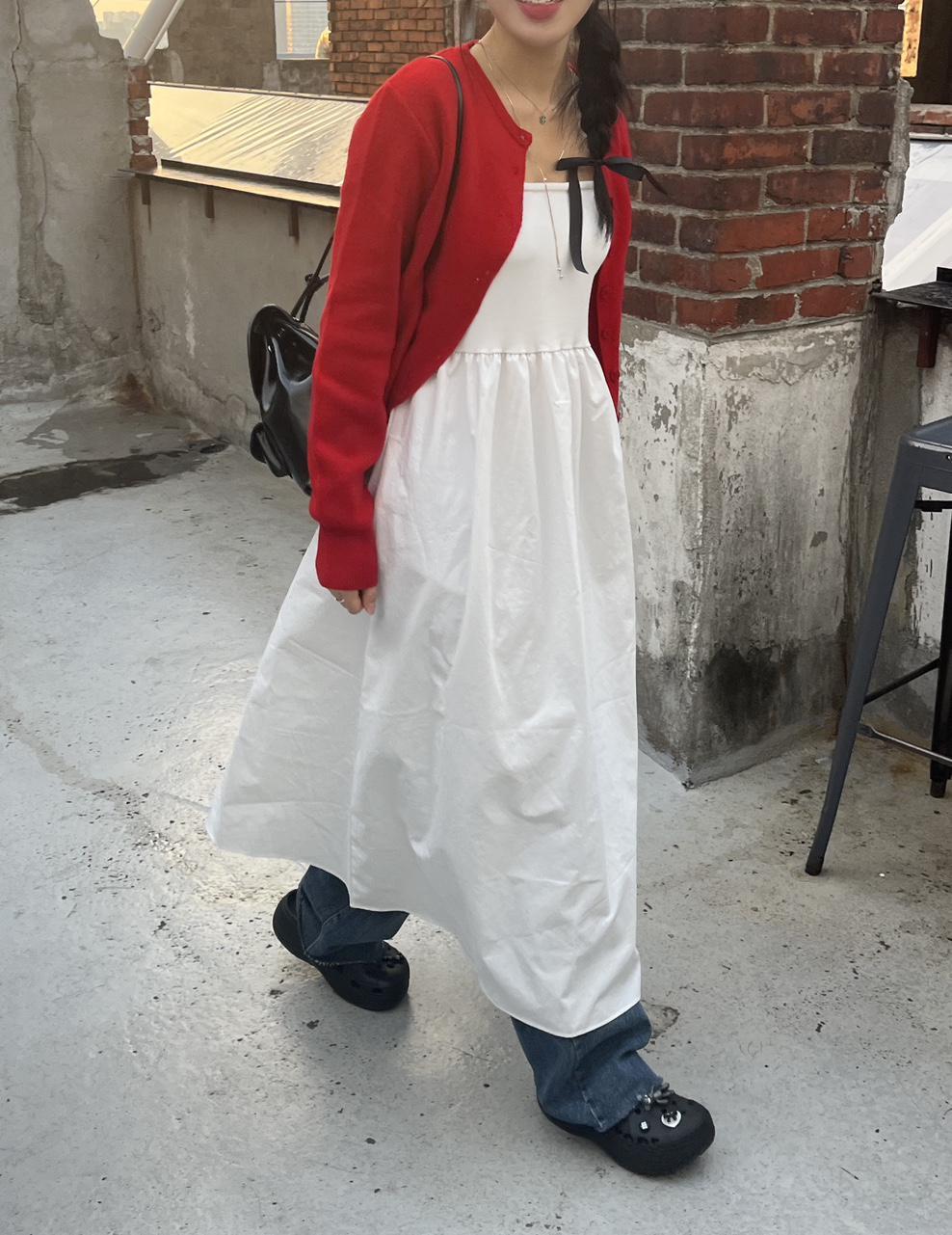 워들 여자 사계절 럽플 레이어드 플리츠 롱 나시 원피스