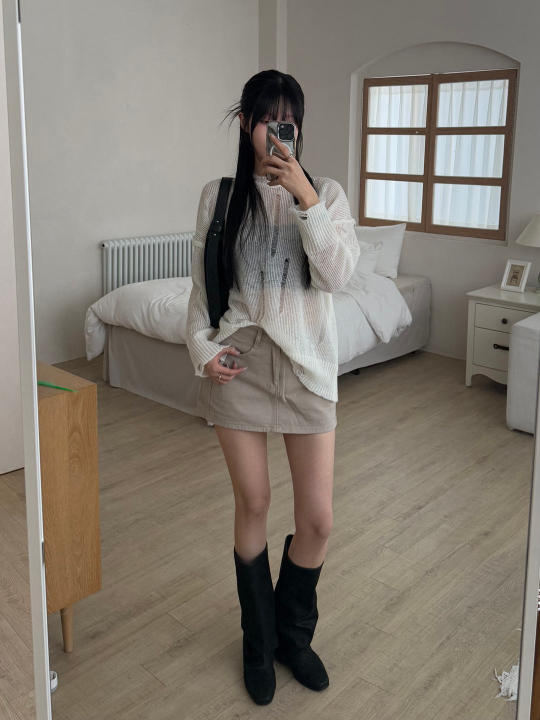 페어린 🐰치마바지🐰[핫템🖤/문의폭주🔥] 핫 로우 리벳 코튼 치마바지