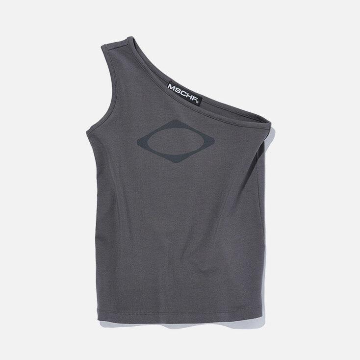 RHOMBUS ONE SHOULDER TOP (CHARCOAL)