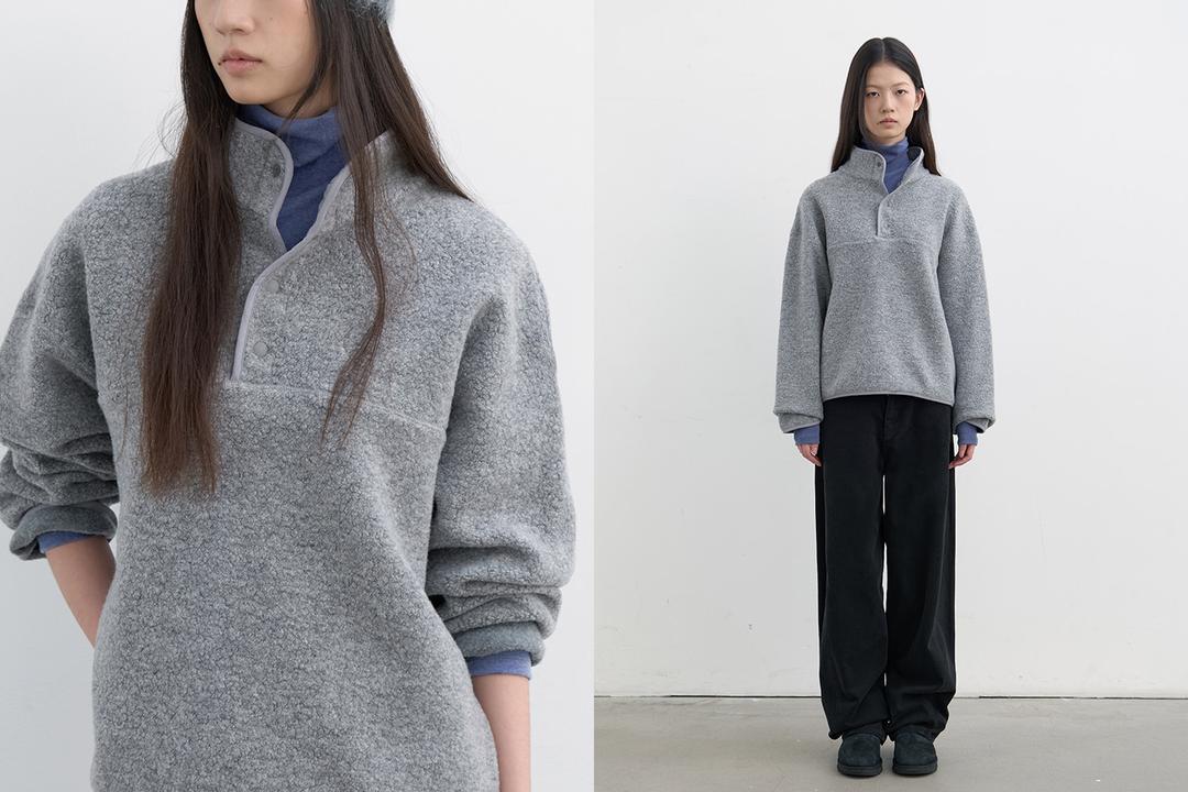 Half snap fleece pullover (gray)