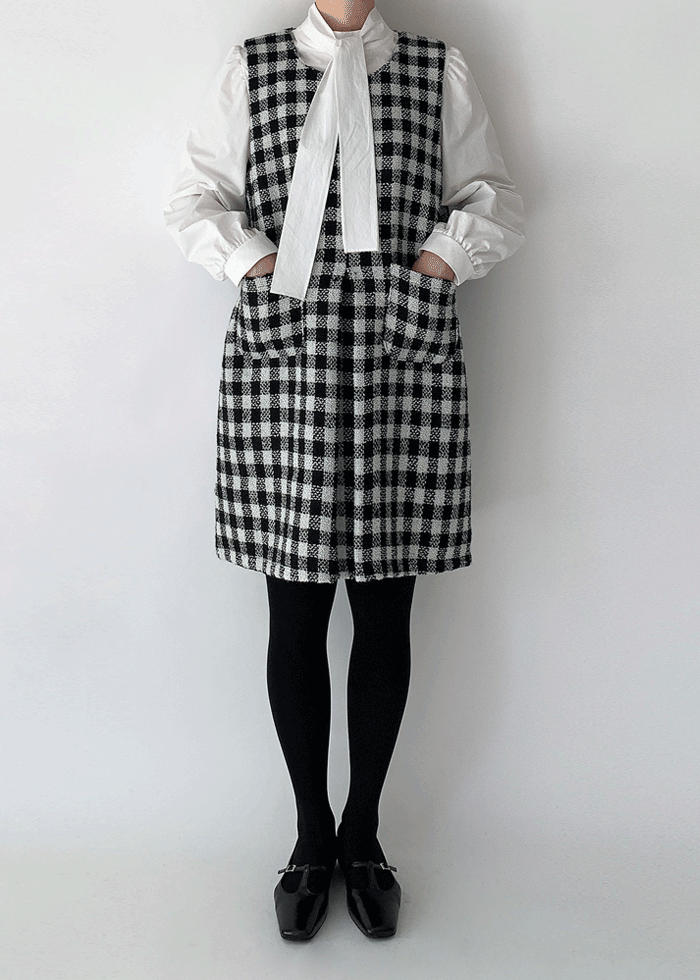 써니 체크 포켓 A라인 원피스(2color)