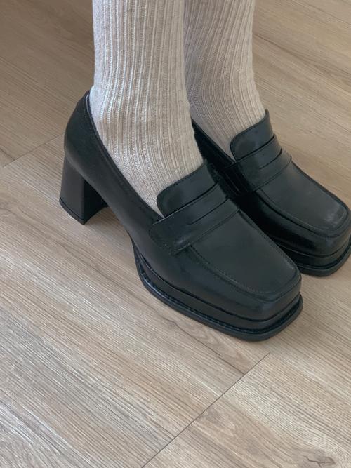EVLIN SQUARE PENNY LOAFER HEEL(MINT, BLACK 2COLORS!)