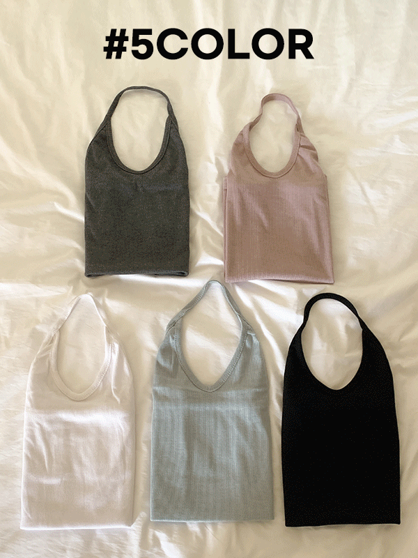 나이니 [누적1만장🏆/기모추가/일부당일] 트윕 홀터넥 스판 골지 레이어드 나시