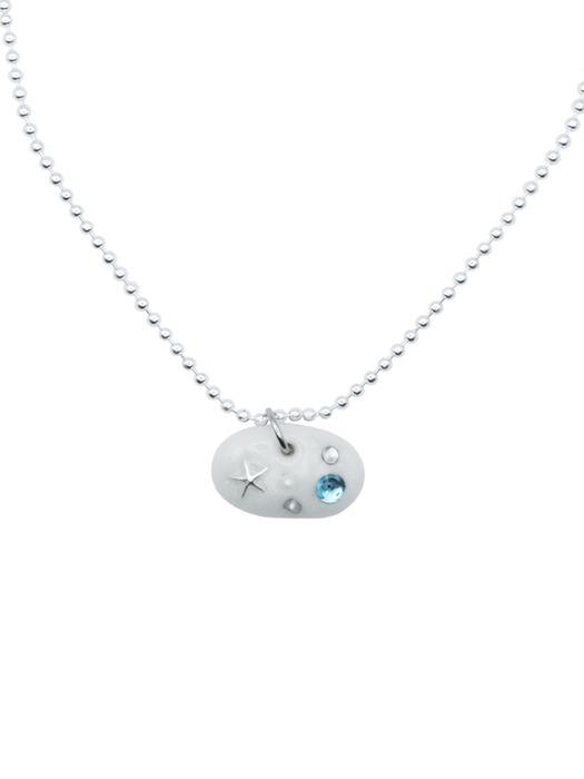 blue stone silver necklace-white
