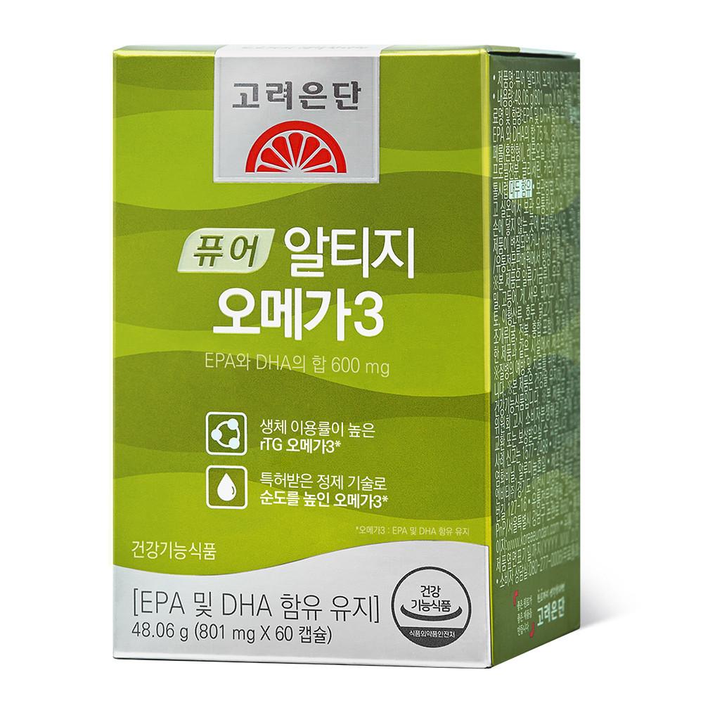 고려은단 퓨어 알티지 rTG오메가3 식물성캡슐 60캡슐 X 1개 (2개월분)