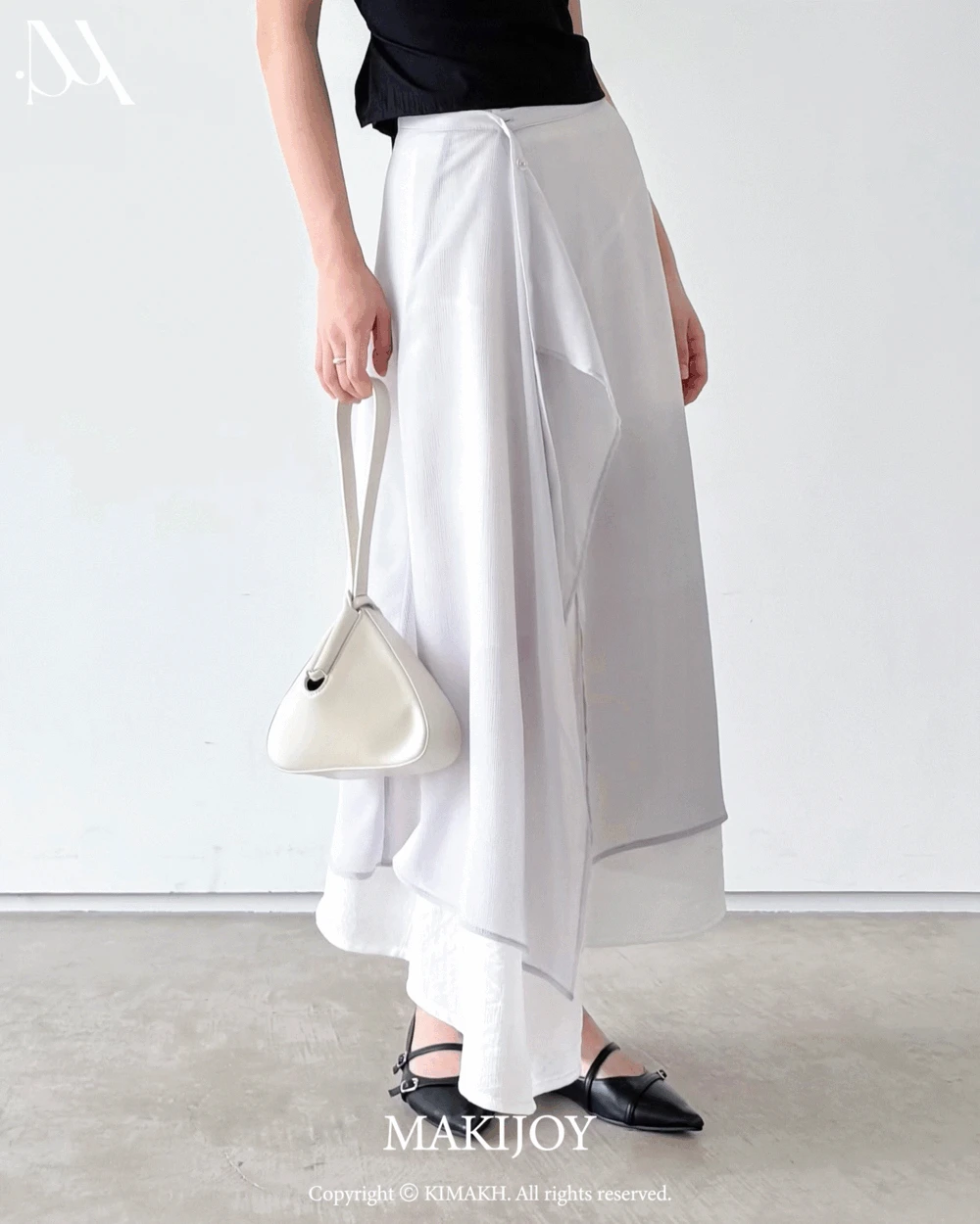 [MADE] 세렌 드레이퍼리 시스루 랩 스커트 [lavender grey] *당일발송