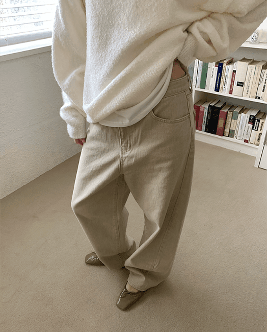 [MD추천] 커브드 피그먼트 팬츠 (카키베이지)