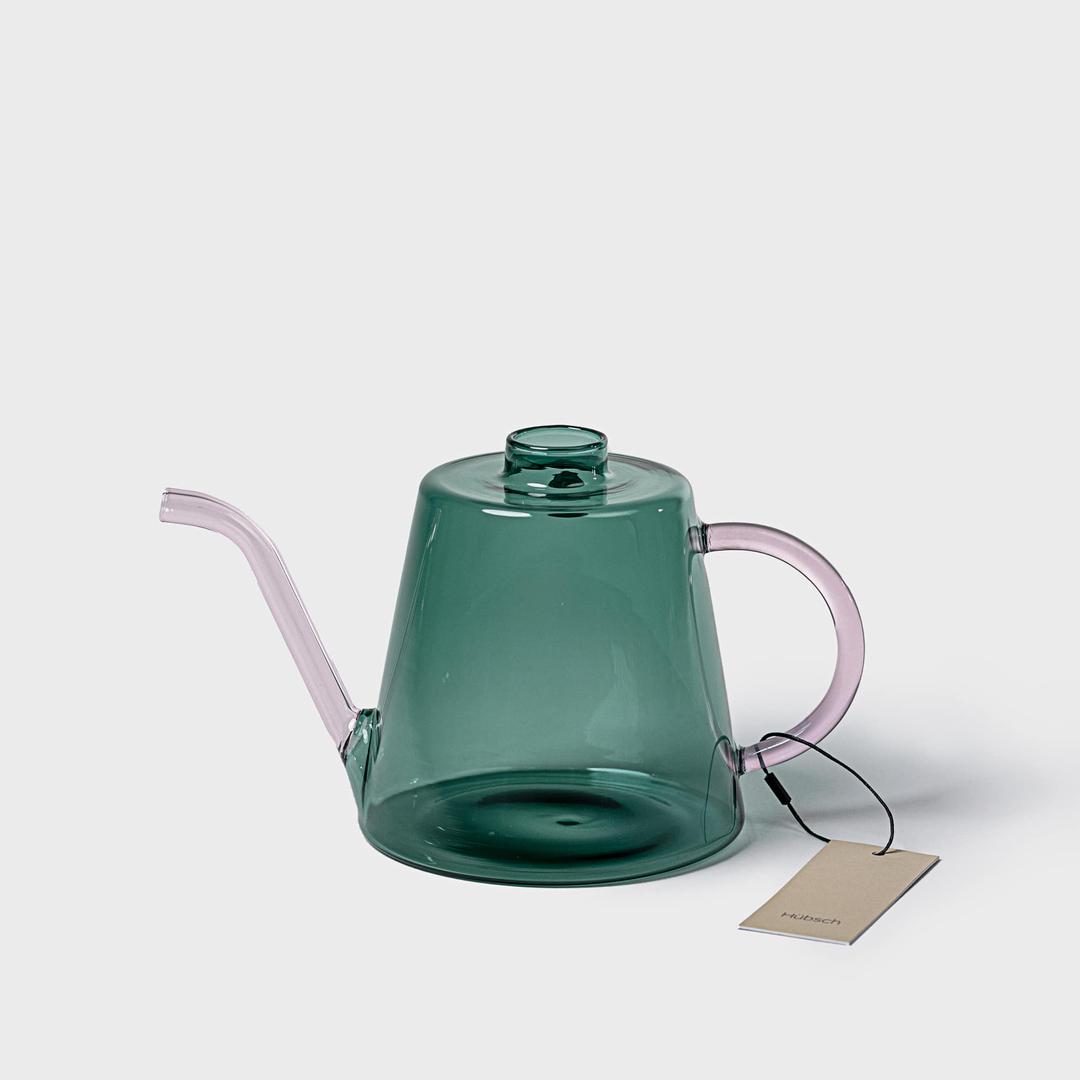 HÜBSCH Flora Watering Can - Dark Green&Pink