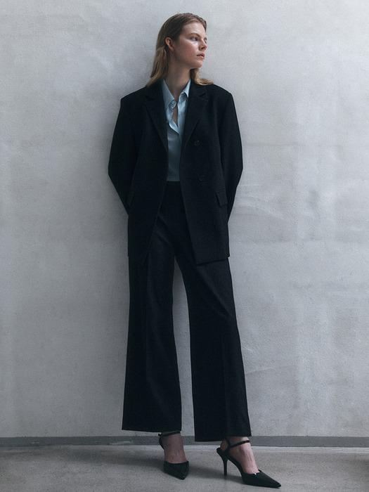 Herringbone Semi-Wide Trousers