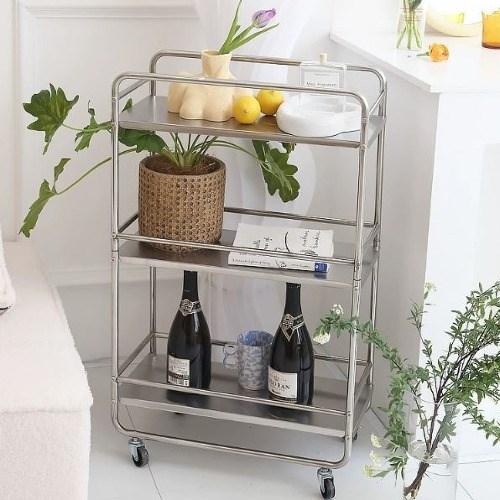 미드센추리 이동식 철제 선반 3단