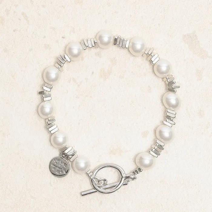 White Perl & Metal Bracelet