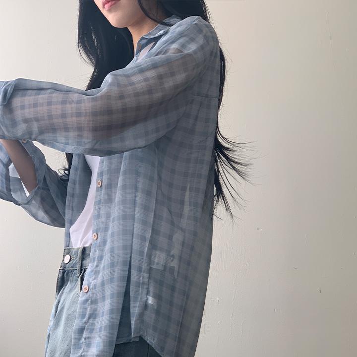 달다구 [☔장마템/리뷰이벤트]살안타템 그레이 체크 남방