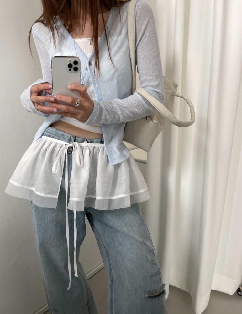 프릴 레이어드 미니스커트