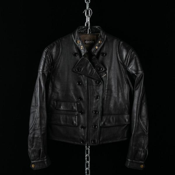 Cowhide Button Detail Leather Jacket 12402