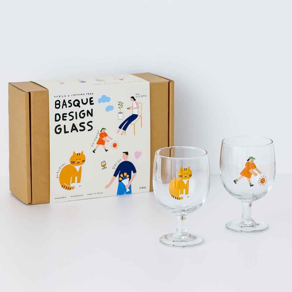 [선물포장] 바스크 디자인글래스 190 맥주/와인잔 겸용 세트(2P)