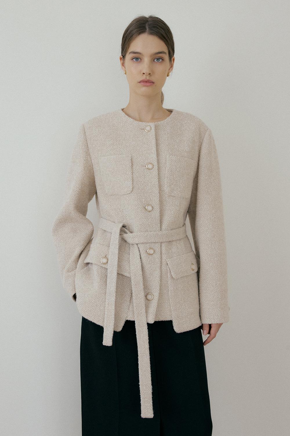 WOOL TWEED JACKET - Beige