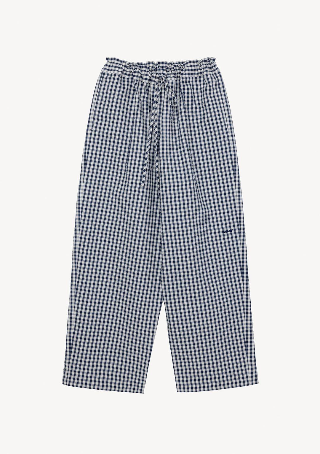 Faro String Pants in Navy Check