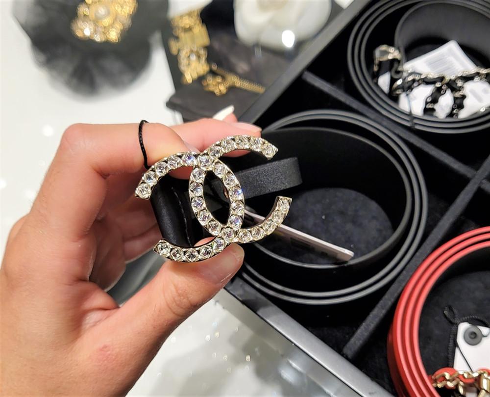 [Chanel] 샤넬 CC 크리스탈 체인 버클 레더 벨트 AA6899 B03732 94305