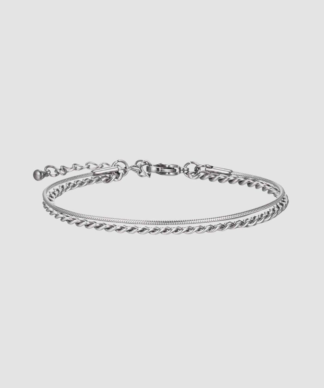 써지컬 커브 체인 두 줄 팔찌