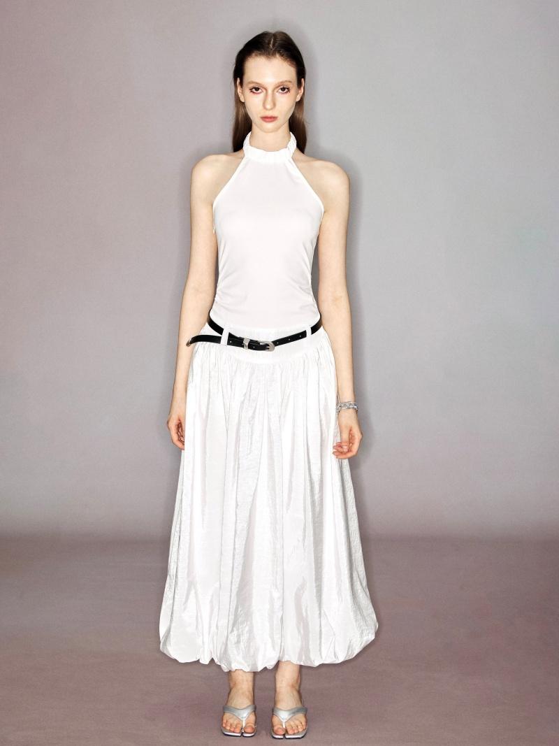 White Swan Halter-neck Slimming Fluffy Dress