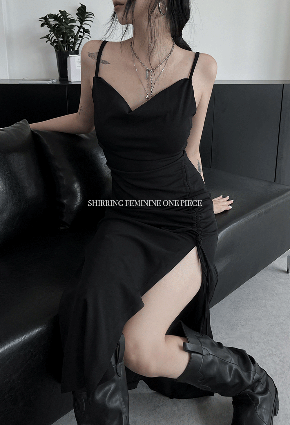 shirring feminine one piece