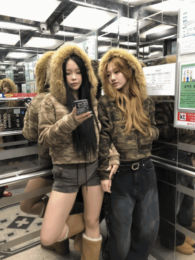 Hazel Camo Fur Hoodie