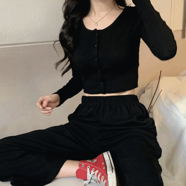 (단독판매) 골지 크롭 단추 가디건 4color