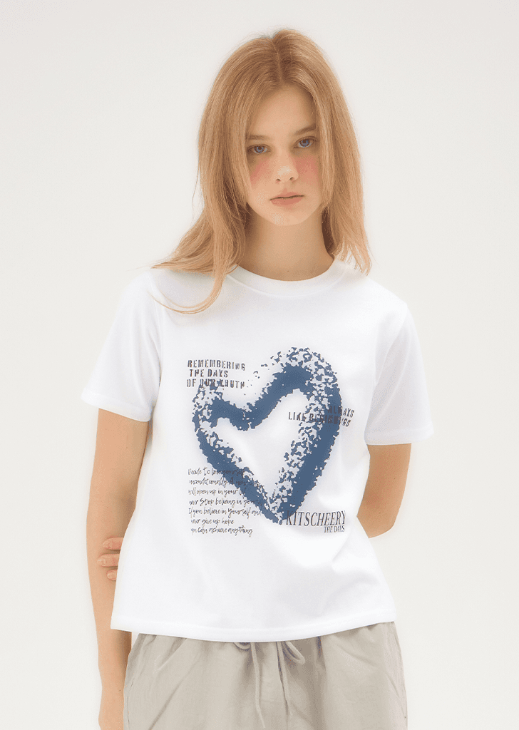 Leaf Heart W T-shirt (White)
