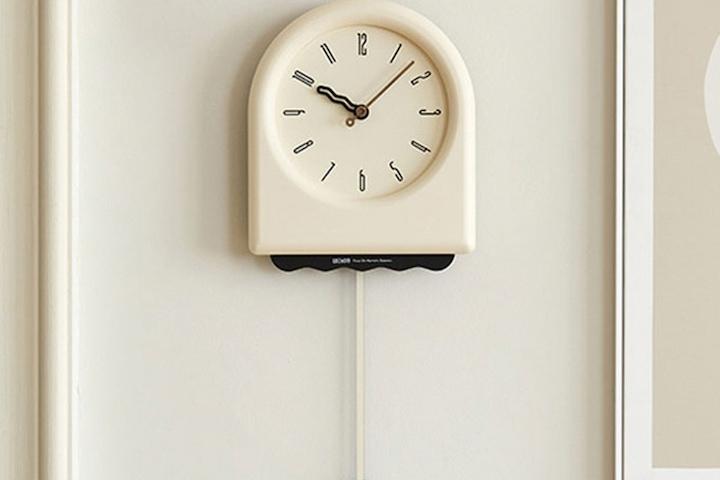 온마이무드 크림 벽시계 고급 인테리어 거실 추시계+건전지증정