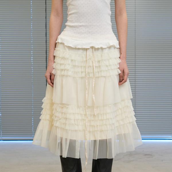 [3/20 순차 출고] Multi-Tiered Ruffle Tulle Skirt (Ivory)