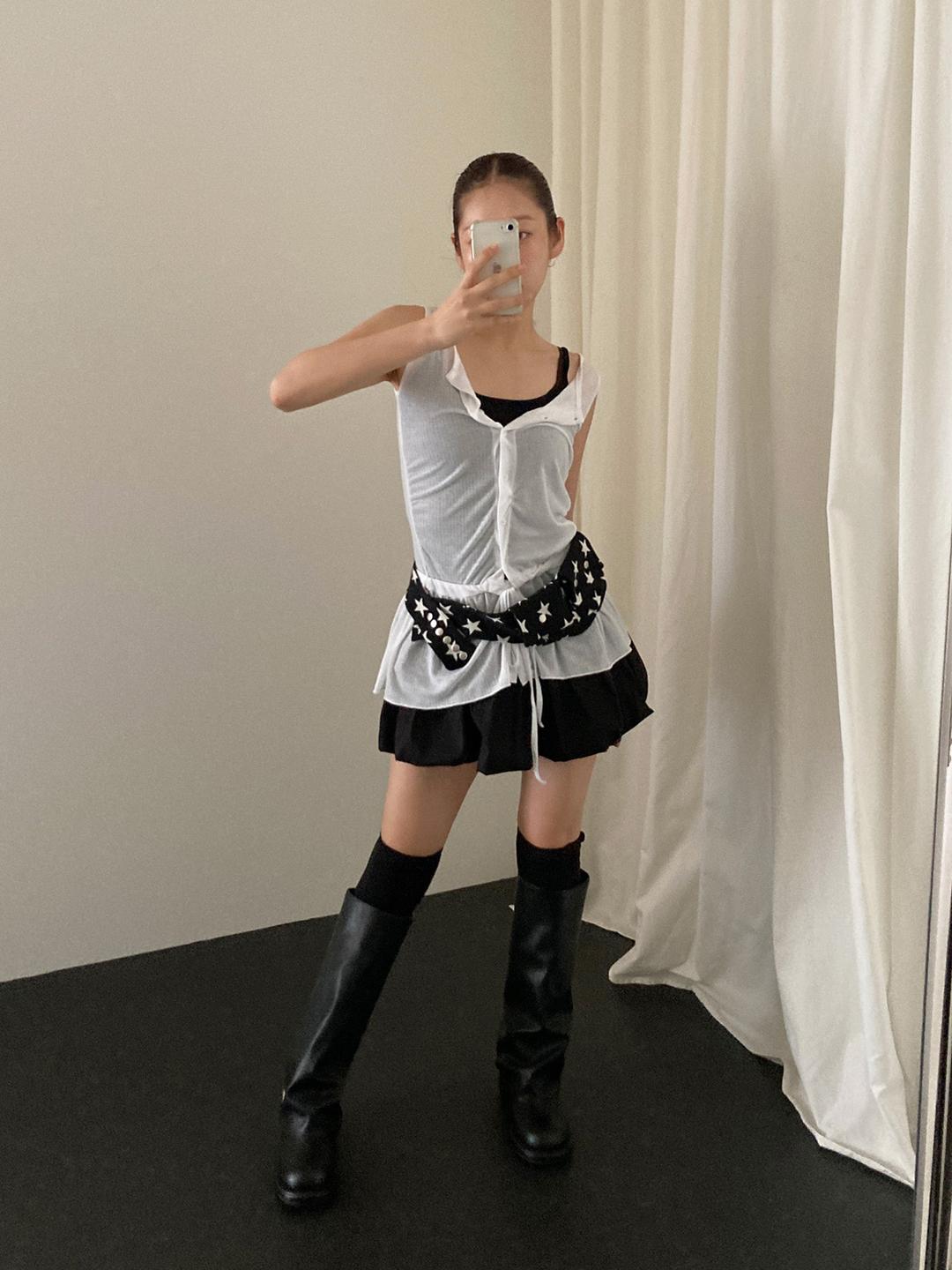 미니 프릴 레이어링 나시 가디건 (3color)