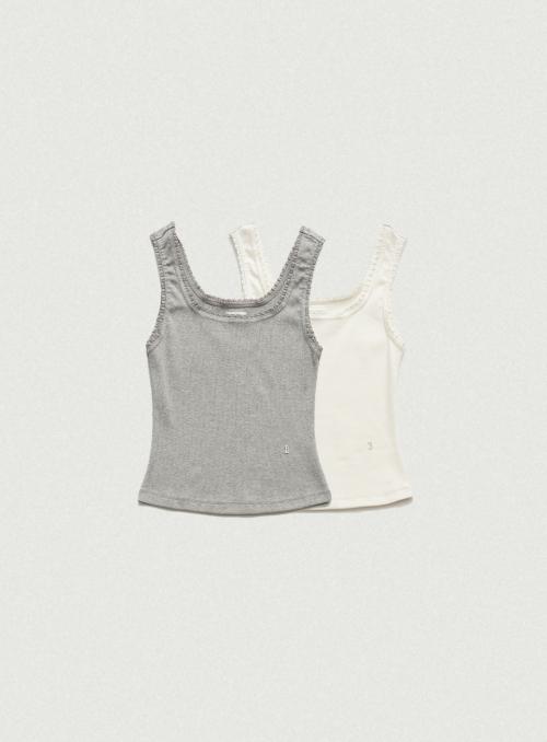 달리아 레이스 리브드 탱크 탑(2pack)