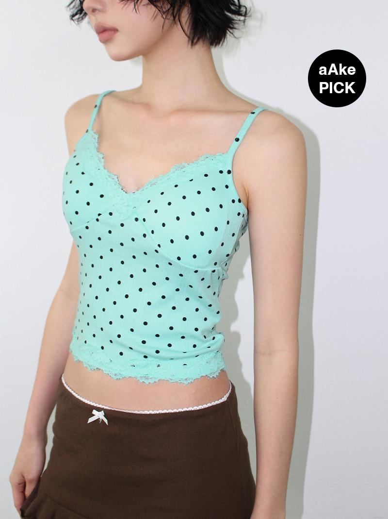 [*당일발송/캡내장] PETIT DOT LACE SLEEVELESS (4color!)