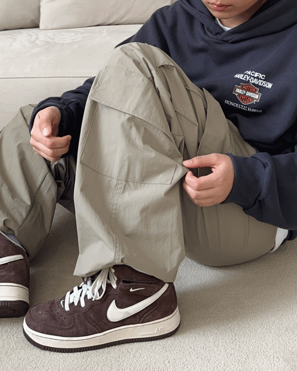 Multi pocket nylon string pants (3color)