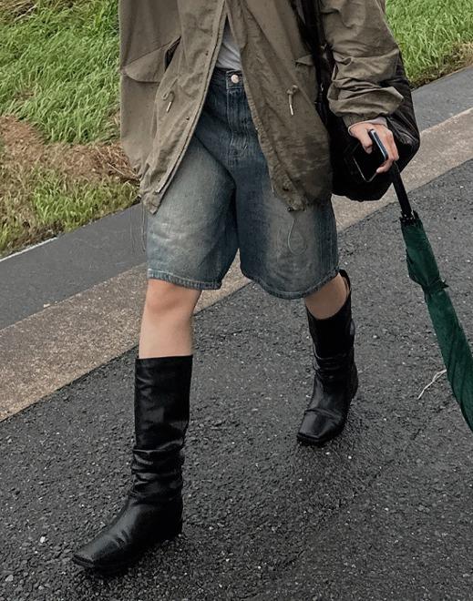 (WOMAN) 포어 워싱 데님 반바지