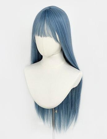 애쉬 블루 긴 생머리 가발